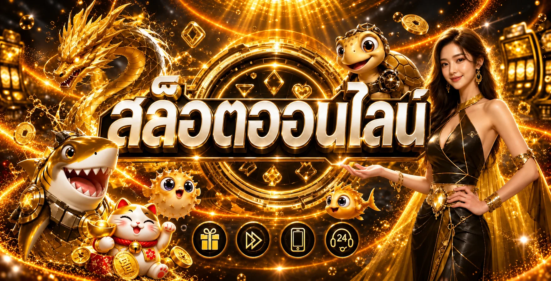 สล็อตออนไลน์พร้อมตัวละครและวงล้อเกมโทนทอง